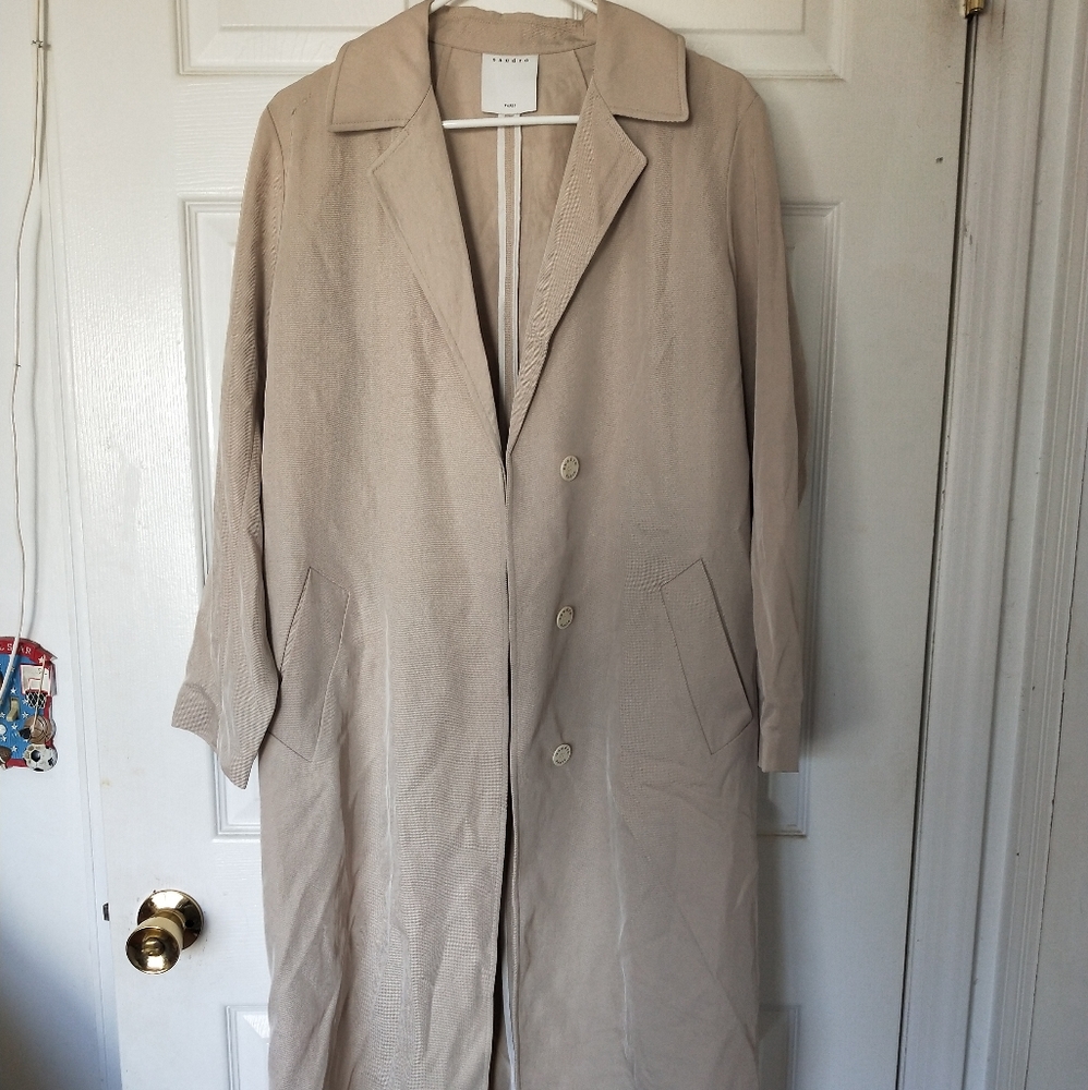 NWT Sandro Robertine Gabardine Sable Coat